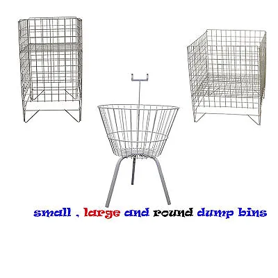  White Square Round Dump Bin Storage Basket Shop Market Display • £44.95