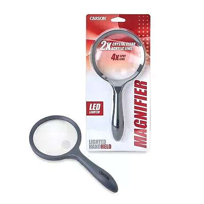 2x Power Handheld Magnifier Magnifying Glass 4x Spot Lens LED Lighted HM-44 • £17.99