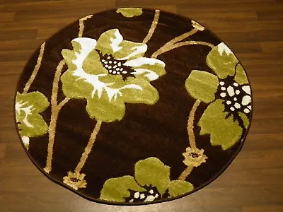 £39.99 • Buy LUXURY GREAT QUALITY WOVEN RUGS POPPY CIRCLE DESIGN 120CMx120CM BROWN GREEN