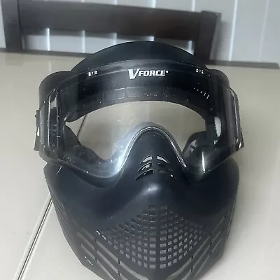 V-Force Grill Paintball/Airsoft Mask - Black/Black W/ Clear Lens Free Shipping • $29.99