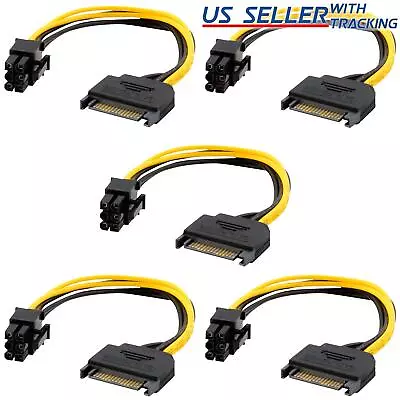 (5-pack) 15pin SATA Power To 6pin PCI-e PCI Express Adapter Cable Video Card 5X • $7.99