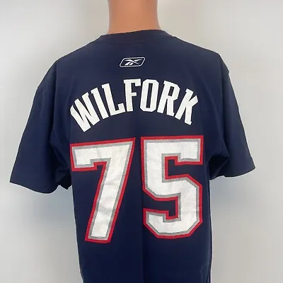 Reebok Vince Wilfork New England Patriots Jersey T Shirt NFL Football Blue L • $27.99