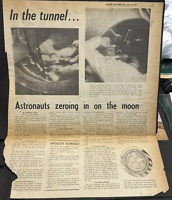 VTG Chicago Sun Times APOLLO 11 ARMSTRONG ALDREN NASA 7/19/1969  MOON Newspaper • $19.99