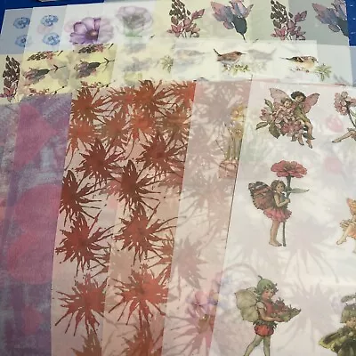 Card Making 16 A4 Vellum Sheets Various Flowers Hearts Fairies Birds Leaves • £5