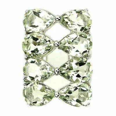 Ring Green Amethyst Genuine Natural Mined Gems Sterling Silver  Q 1/2   US 8.5 • £80.74