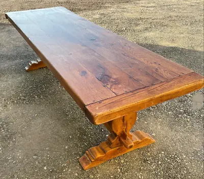 ARRIVES JULY 2024: 8' French Antique Farm/Library Table/Desk/ In Oak Wood • $3375