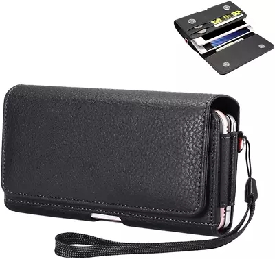 Horizontal Dual Belt Clip Holster 2 Cell Phone Case Pouch Card Slots For Motorol • $19.01