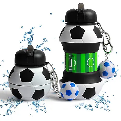 Football Water Bottle Football Gifts For Boys Girls Collapsible Football Bottle • £10.89