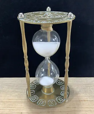 Vintage MCM Brass Cronus Zodiac Roman Numerals 7” Tall Sand Timer Hourglass • $38