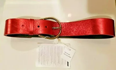 NWT MAISON MARGIELA Paris WIDE BELT RED Size S Laminated Effect Made In France • $99.90