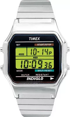 Timex T78582 Men's Digital X-Long Silvertone Expansion Band Watch Indiglo NEW • $37.10