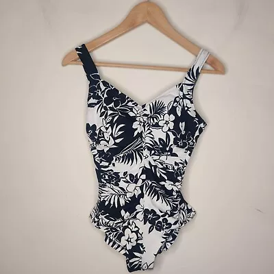 Maxine Of Hollywood Vintage Floral Swim Suit Size 10 One Piece Ruched USA • $12.50