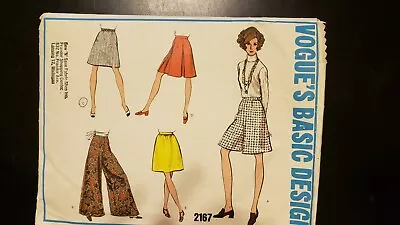 VOGUE Pattern #2167~Women A-Line Skirt/Skorts/Culotte/Wide Leg Pant~SZ 27  WAIST • $7.68