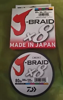 Daiwa J-Braid X8 80lb 300M Braided Line Multi Coloured New In Box  • $52