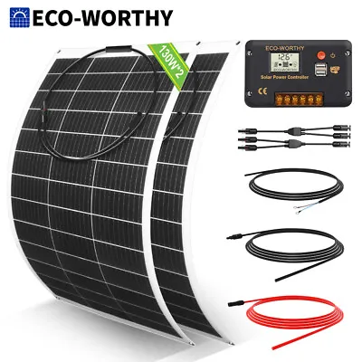 100W 300W Watt 12V Portable Flexible Solar Panel Kit RV Camping Off-Grid Rooftop • $64.99