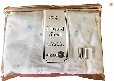 Play Yard Sheet American Baby Company Blue Stars 27 X 39x 4 Inches Brand New Pkg • $6.49