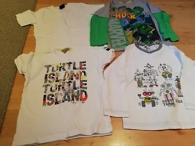 Four Boys Aged 4 Years T Shirts (2 Vertbaudet 1 Next 1 Adams) Marvel Hulk Robot • £2