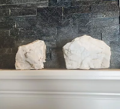 Pair Of Naturally Freestanding Alaskan Raw White Quartz Bookends~Decor Use • $50