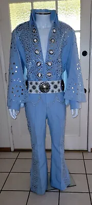 Elvis Presley Reproduction Powder Blue Jumpsuit Belt And Cape As Worn On Stage • $4400