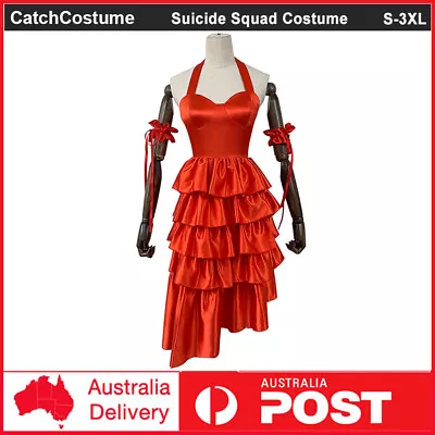 Suicide Squad Harley Quinn Cosplay Costume Red Dress Halloween Carnival Outfit • $51.29