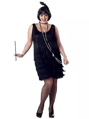 Fashion Flapper 1920s 30s Black Charleston Gatsby Womens Costume Plus Size • £64.74