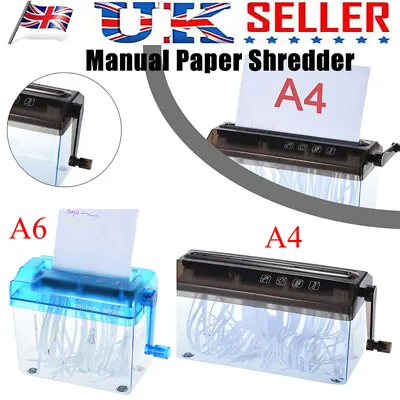 £13.45 • Buy A4/A6 Paper Hand Cut Cross Shredding Box Desktop Home Office Manual Shredder NEW