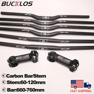 25.4/31.8mm Handlebar 660-760mm Carbon Mountain Road Bicycle Flat Riser Bar Stem • $16.99