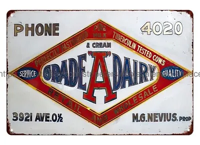 RPOG MG Nevius Grade A Dairy Pure Milk Galveston Texas Metal Tin Sign • $18.92