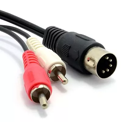 5 Pin Male Din Plug To 2 X RCA Phono Male Plugs Audio Cable 1m (~3 Feet) • $10.73