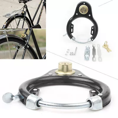 Bike Vintage Lock Pad Lock Wheel Lock Set Iron Black W/2 Keys Bicycle Cycling Yh • $12.57