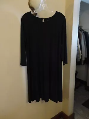 J. Jill Wearever  3/4 Sleeve-Pleated-Back A-Line Dress Black Size Medium • $29.99