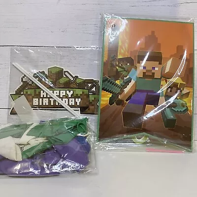 Minecraft Birthday Party Supplies Balloons Cake Topper • $11.93