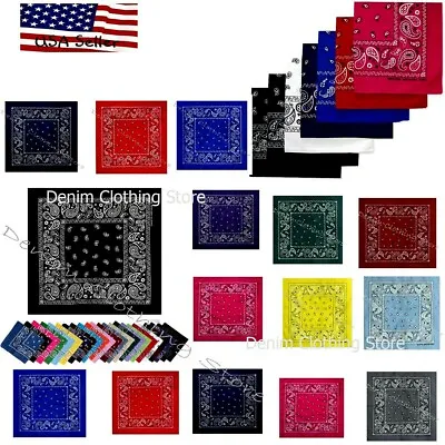 Lot Of 12 Bandana 100% Cotton Paisley Print Face Mask Head Wrap Wholesale In USA • $16.95