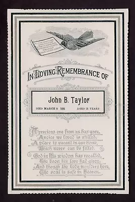 Antique Photo Mourning Funeral Cabinet Memorial Card In Loving Remembrance 1898 • $9.95