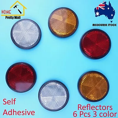 6pc Round Reflector Red Amber White Marker Truck Car Trailer Self Adhesive 3 Pai • $8.48