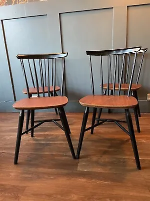 Four  Vintage 1970s Teak Stick Back Danish Dining Chairs  By Farstrup Model 196 • £399