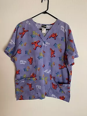 Women's Sesame Street Lavender Purple Elmo Scrub Top Size XL Pre-Owned • $25