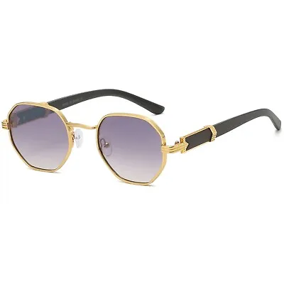 Blue Gradient Lens Octagon Gold Frame Men Women Sunglasses Stylish Shades Retro • $15.99