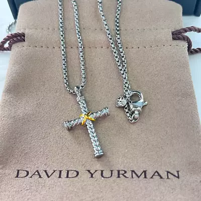 $102.50 • Buy David Yurman Twisted Rope Cross 'X' Pendant Sterling Silver Chain Necklace..