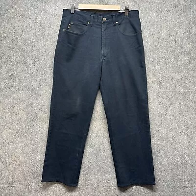 Yves Saint Laurent Y2K Wide Leg Blue Cotton Denim 5 Pockets Jeans Size W34 L27 • £49.99