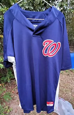 $27 • Buy Washington Nationals Baseball  Jersey Adult XL DARK BLUE Great Shape See Pics
