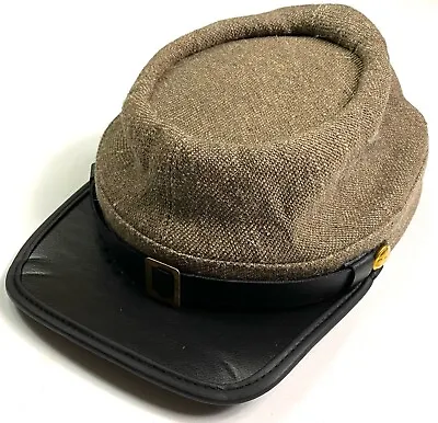 Civil War Cs Csa Confederate Dark Jean Wool Kepi Forage Cap Hat-medium • $29.56