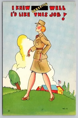 Comic Postcard Halverson Beals WC-16 WAC Soldier Walking In Base Camp Field • $6.76