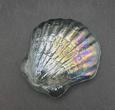 Art Glass Iridescent Pectin Or Scallop Shell Paperweight  3.5” Beach Molded Sea • $10