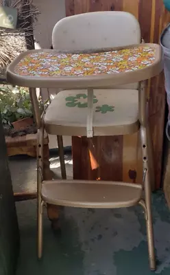 Vintage MCM Anodized Metal Cosco Highchair High Chair Folding Retro Farm House • $59.99