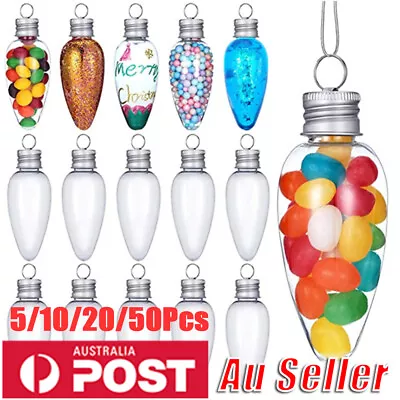 5-50Pc Christmas Tree Decoration Clear Plastic Fillable DIY Light Bulb Ornaments • $12.99