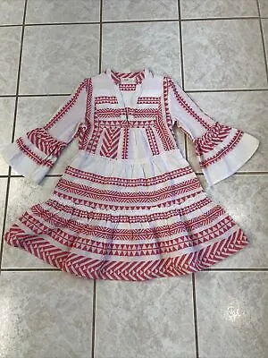 Francesca's Miami Tiered Mini Dress NWOT $60 Size XS Pink And White • $39.55