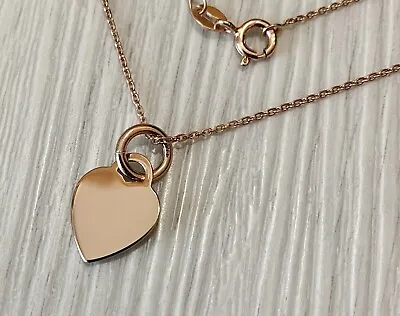 Rose Gold Over Sterling Silver Heart Necklace Personalised Engraving Gift Box • £22.50