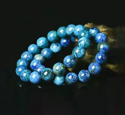 Natural Azurite& Malachite Round Beads Crystal Healing Reiki Stretchy Bracelet • $10.60