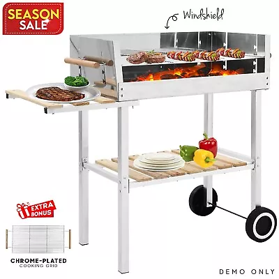 New Stainless Steel Charcoal BBQ Grill / Yakitori / Hibachi BBQ Trolley Shelf • $249.26